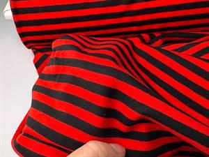 Børstet bomuldsjersey - sort og rød