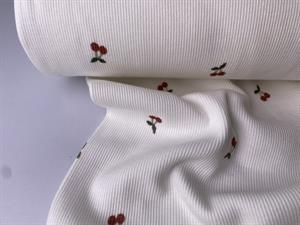Ribjersey - offwhite med fine kirsebær