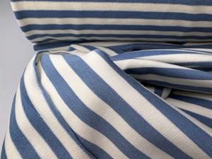 Børstet bomuldsjersey - jeansblå og offwhite