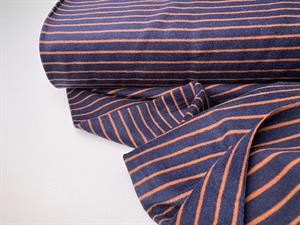 Børstet bomuldsjersey - tawny og marineblå