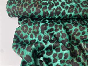 Fastvævet satin - leopardmønster i grønne toner