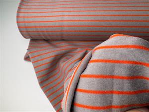 Børstet bomuldsjersey - grå og orange