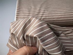 Børstet bomuldsjersey - sand og offwhite