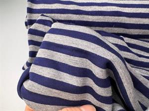 Børstet bomuldsjersey - marineblå og grå