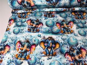 Bomuldsjersey - cute elefanter