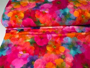 Bomuldsjersey - faded water color flowers