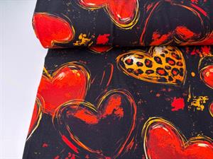 Bomuldsjersey - valentine leopard