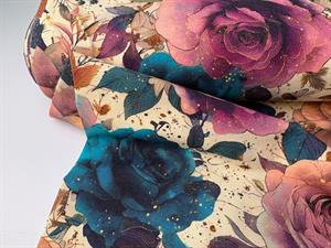 Bomuldsjersey - cream spring roses