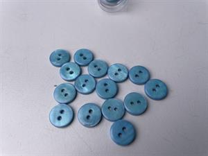 Poleret perlemorsknap - magisk blå og blank, 10 mm