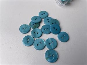 Poleret perlemorsknap - paradisblå og blank, 13 mm