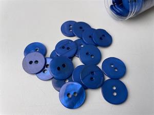 Poleret perlemorsknap - koboltblå og blank, 18 mm