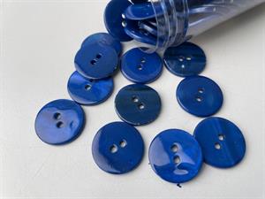 Poleret perlemorsknap - koboltblå og blank, 20 mm