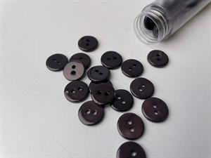 Poleret perlemorsknap - mørk aubergine og blank, 11 mm