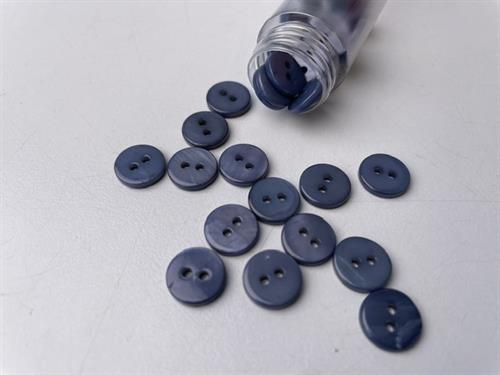 Poleret perlemorsknap - steelblue og blank, 10 mm