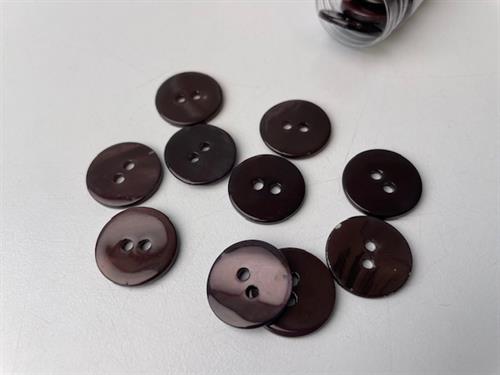 Poleret perlemorsknap - mørk chokoladebrun og blank, 18 mm