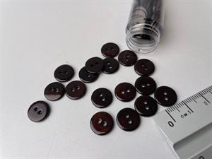 Poleret perlemorsknap - mørk intens chokoladebrun og blank, 11 mm