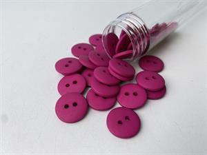 Knap - klassisk, mat og mørk pink, 15 mm