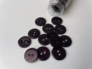 Poleret perlemorsknap - sortbrun og blank, 13 mm
