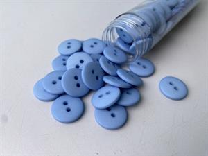 Knap - klassisk, mat og babyblå, 15 mm