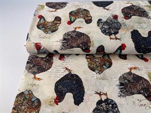 Patchwork stof - elegant roosters