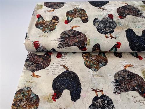 Patchwork stof - elegant roosters