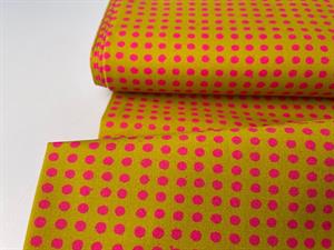 Patchwork stof - pink dots & ochre