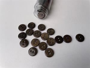 Poleret perlemorsknap - mørk armygrøn og blank, 10 mm