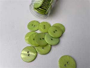Poleret perlemorsknap - blid limegrøn og blank, 20 mm