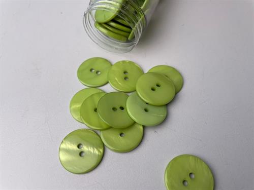 Poleret perlemorsknap - blid limegrøn og blank, 20 mm