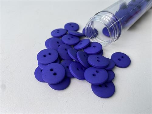 Knap - klassisk, mat og koboltblå, 15 mm