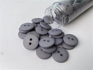 Knap - klassisk, mat og gråblå, 15 mm