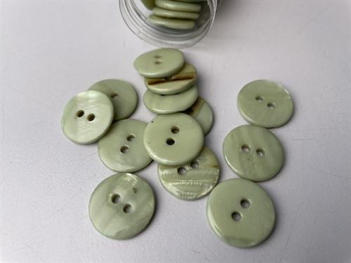 Poleret perlemorsknap - støvet mint og blank, 18 mm