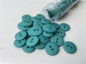 Knap - klassisk, mat og mørk turkis, 15 mm