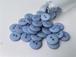 Knap - klassisk, mat og støvet lyseblå, 15 mm