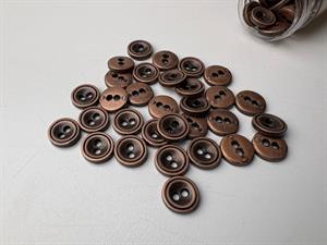 Metalknap -  fin lille skjorteknap i bronze, 10 mm