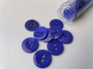 Poleret perlemorsknap - intens blålilla og blank, 15 mm
