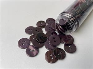Poleret perlemorsknap - mørk støvet lilla og blank, 12 mm
