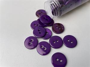 Poleret perlemorsknap - intens mørk lilla og blank, 15 mm