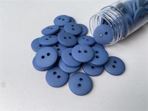 Knap - klassisk, mat og stålblå, 15 mm