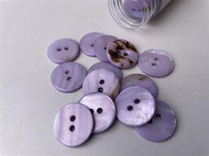 Poleret perlemorsknap - pastel lilla og blank, 18 mm