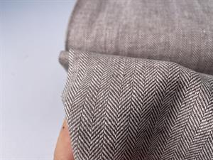 Vævet hør/bomuld - chambré herringbone brown
