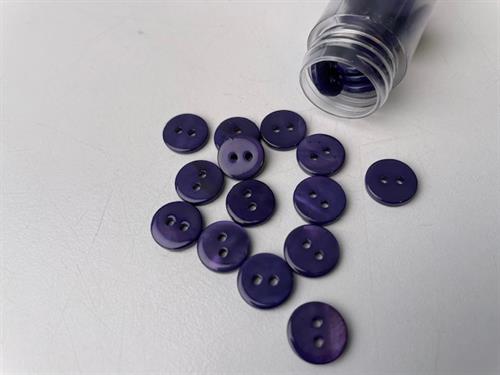 Poleret perlemorsknap - dyb mørkelilla og blank, 10 mm