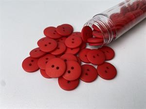 Knap - klassisk, mat og hindbærrød, 15 mm