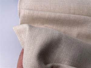 Vævet hør/bomuld - chambré herringbone beige