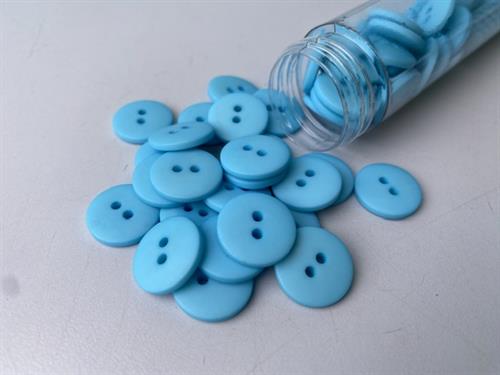 Knap - klassisk, mat og poolblå, 15 mm