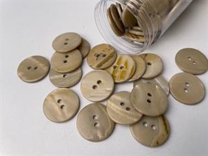 Poleret perlemorsknap - lys vintage brown og blank, 20 mm