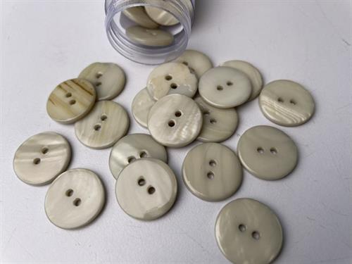 Poleret perlemorsknap - greige og blank, 18 mm