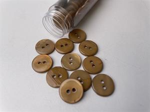 Poleret perlemorsknap - brun og blank, 13 mm