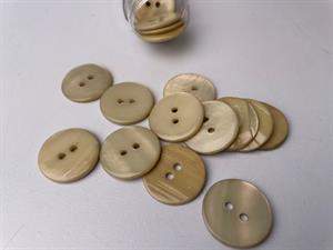 Poleret perlemorsknap - varm beige og blank, 20 mm