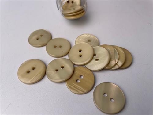 Poleret perlemorsknap - varm beige og blank, 20 mm